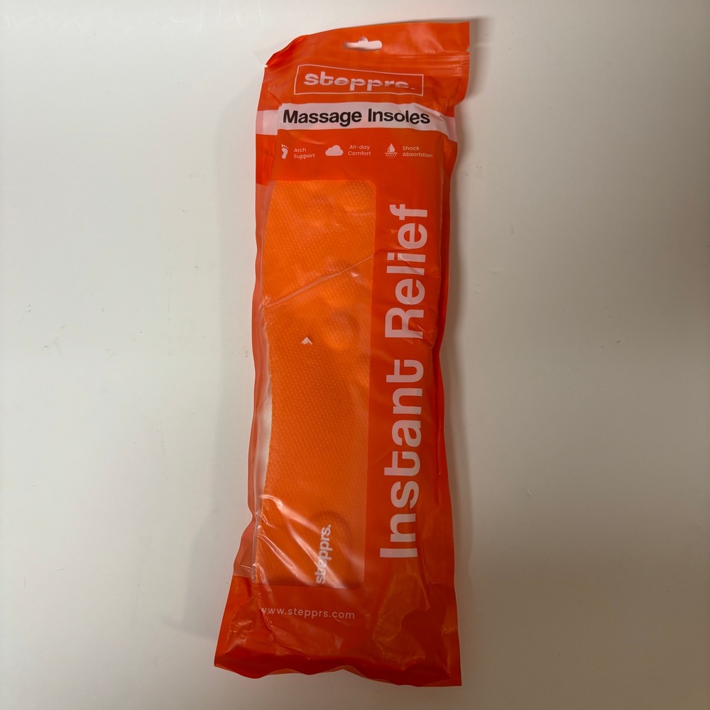 Stepprs Massage Insoles Orange Arch‎ Support Men 11 Women 12 UK 10 EU 47-48 New